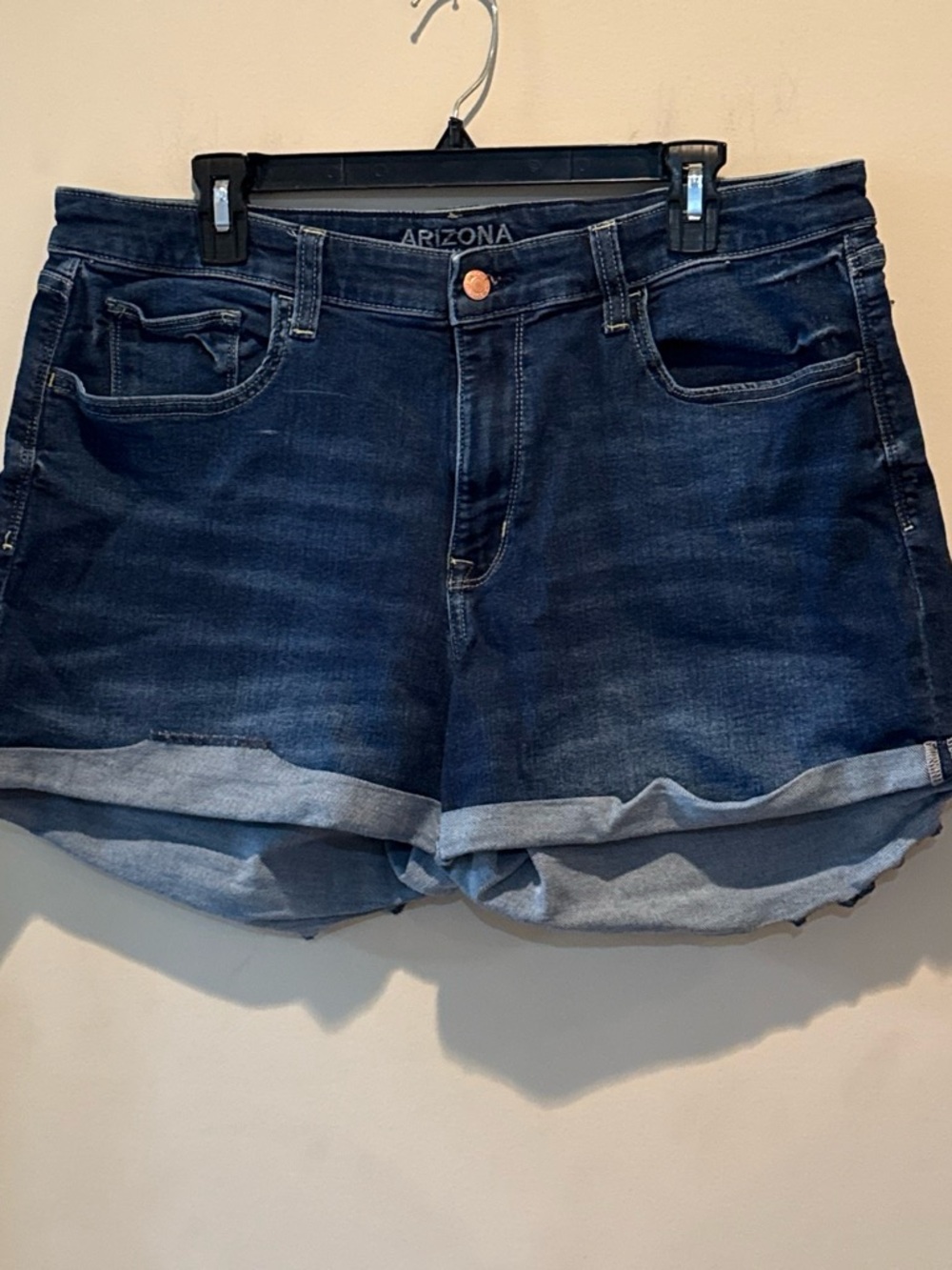 Arizona Jean Company Dark Blue Rolled-Hem Denim Shorts